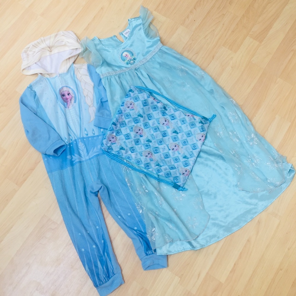 Disney Frozen Elsa Onesie, Bag, + Costume Dress